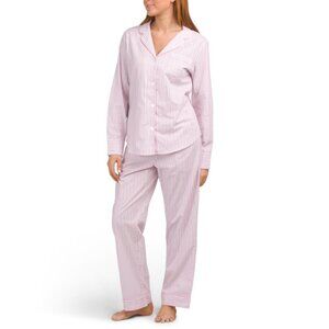 PETITE PLUME White Multi 2pc Cotton Twill Pajamas Set